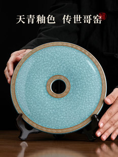 东方泥土陶瓷汝窑平安扣和氏璧摆件客厅电视柜博古架新家乔迁礼品