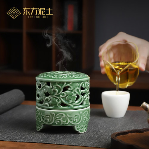 东方泥土缠枝莲香炉家用室内供佛