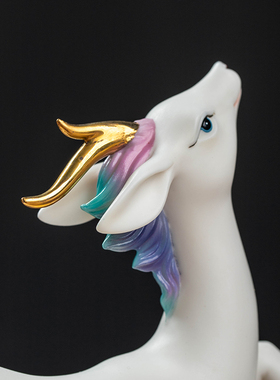 东方泥土 七彩小灵鹿摆件 陶瓷鹿办公室家居客厅桌面装饰工艺品