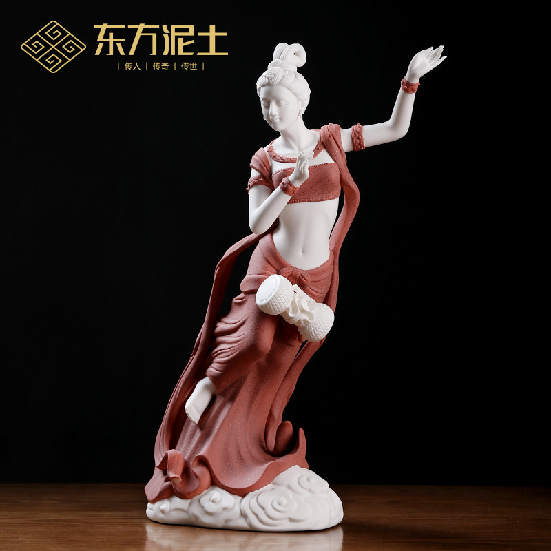 东方泥土陶瓷国风艺术人物古典美女摆件客厅玄关博古架书房装饰品