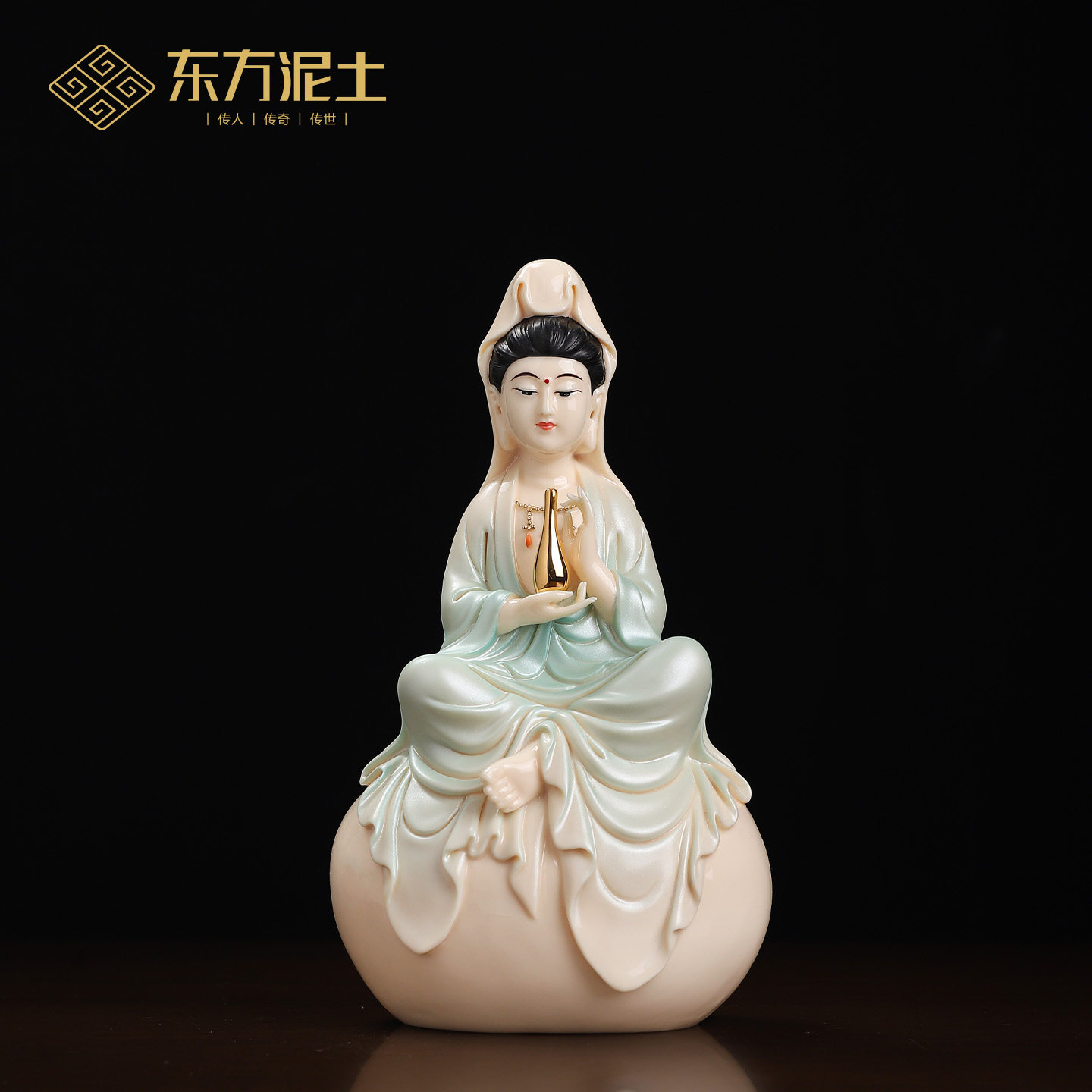 【福禄观音】陶瓷小佛像供奉摆件