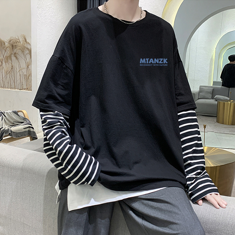 简约潮牌假两件T恤男百搭