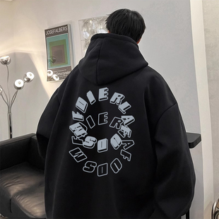 春秋季连帽卫衣外套宽松薄款青少年男美式高街秋装上衣带帽衫潮牌