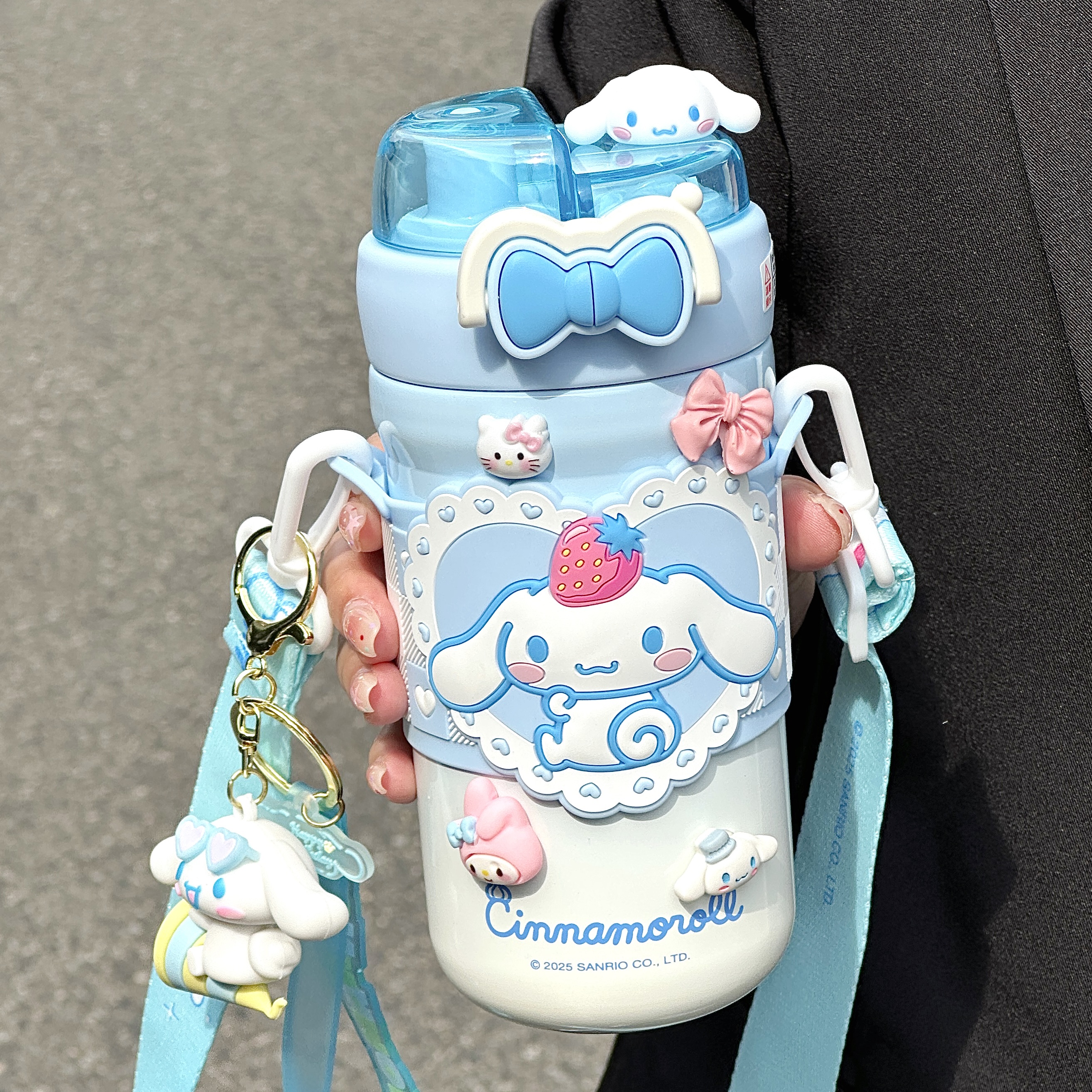 2025新款双饮吸管水杯带背带