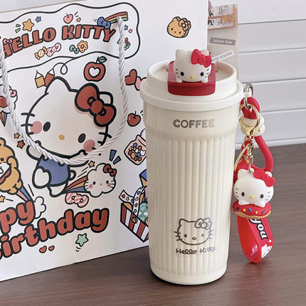 2025新款礼物送女生女朋友hellokitty咖啡保温杯双饮杯带提绳礼袋