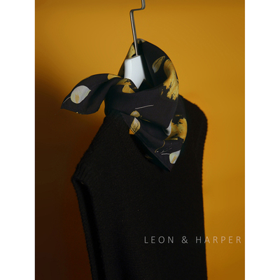 法式浪漫小众高品质真丝棉秋意印花小方巾围巾领巾头巾女百搭柔软