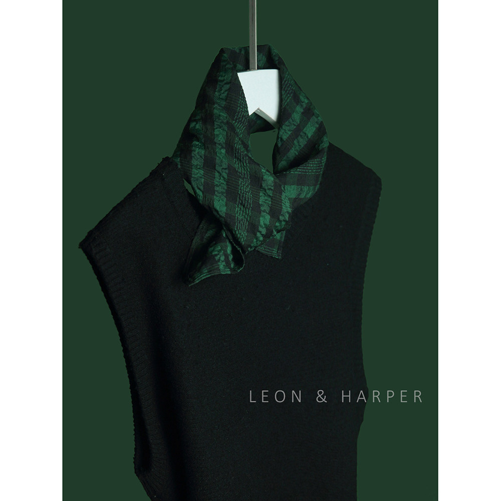 英伦复小众高品质纯棉红绿色格子小方巾围巾领巾头巾男女百搭时尚