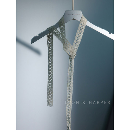 温柔干练百搭编织镂空蕾丝纯棉长条飘带原创定制细窄法式领带丝带