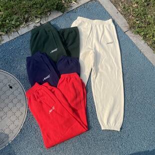 街头潮牌AWKNY纯棉水洗加绒复古松紧腰宽松滑板卫裤 原D新款 美式