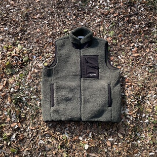 原D新款 街头潮牌MOPQ羊羔绒厚实保暖复古宽松滑板马甲背心 美式