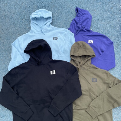 原D男新款美式街头潮牌D复合棉水洗复古加绒宽松滑板卫衣套头帽衫