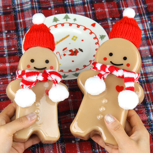 姜饼人瓶子圣诞节装 饰奶茶杯一次性饮料瓶打包瓶卡通可爱网红商用