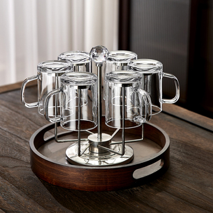 带把加厚钢化玻璃杯子防摔家用耐高温扎啤酒杯棋牌室茶楼专泡茶杯