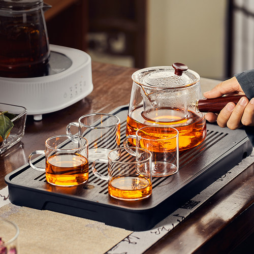 玻璃茶具套组茶壶功夫茶家用会客茶杯泡茶壶简约茶台办公泡茶整套