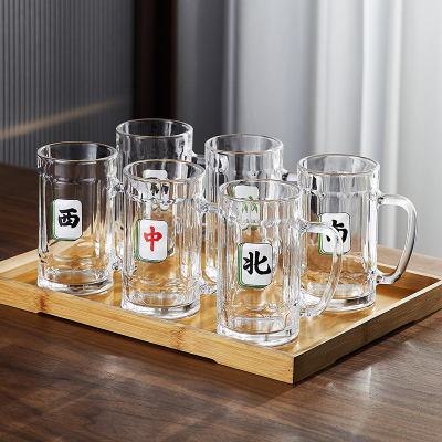 加厚玻璃杯带把手棋牌室茶楼