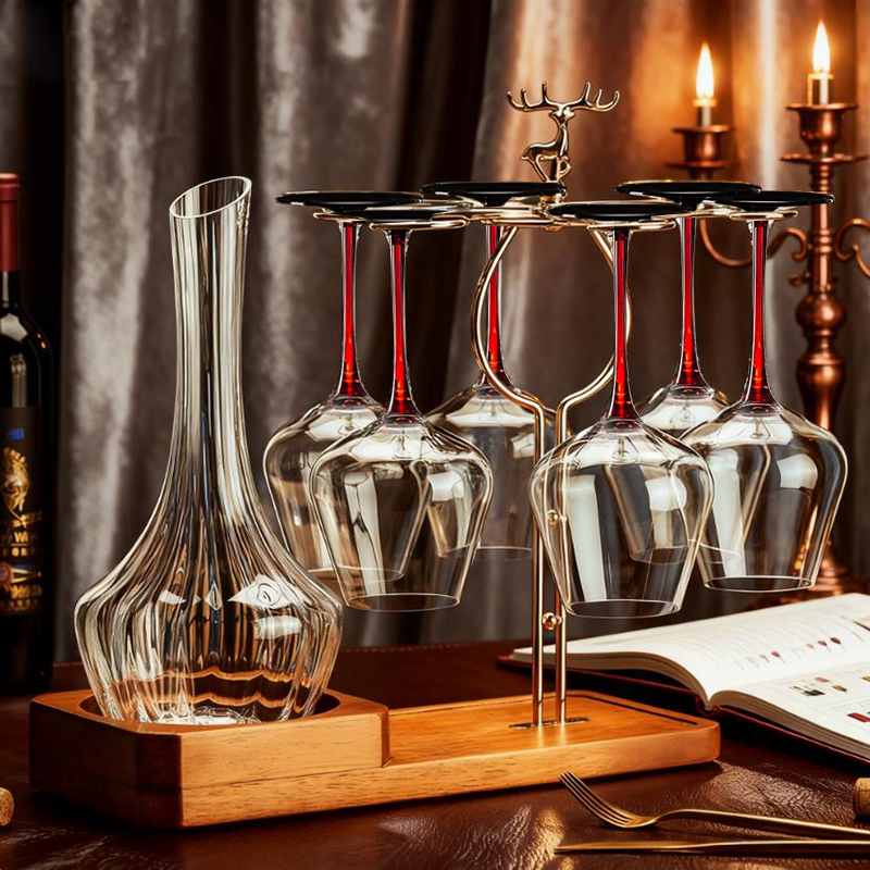 勃艮第红酒杯套装高级感家用水晶玻璃高档醒酒器高脚杯葡萄酒杯子