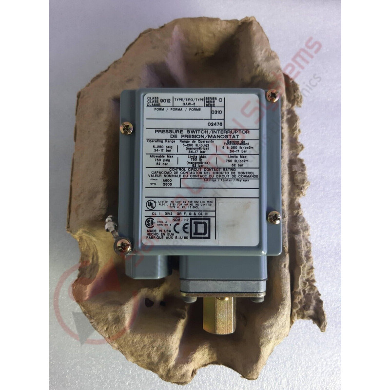 SQUARE D 9012GAW-6 PRESSURE SWITCH 5-250 BAR/34-17 PSLG