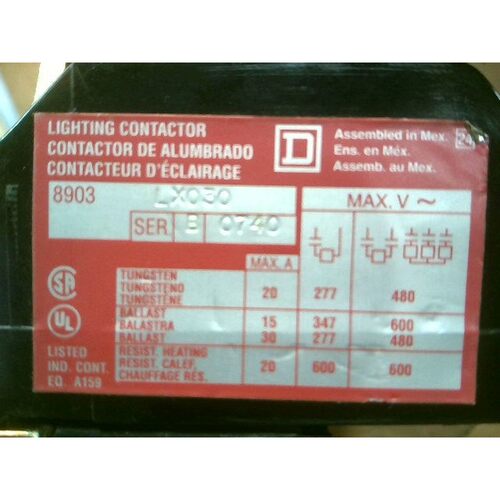 SQUARE D 8903-LX030 Lighting Contactor 120V 3P Series B