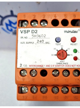 Minilec VSP D2 Phase Failure Relay Aux Supply 240VAC VSPD2