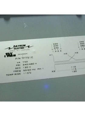 DAYKIN TF751E Voltage Transformateur 750VA 1PH 240/480V Prim