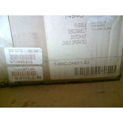ALLEN BRADLEY 1494C-DH611-A3 Fusible Interruptor de Apagado