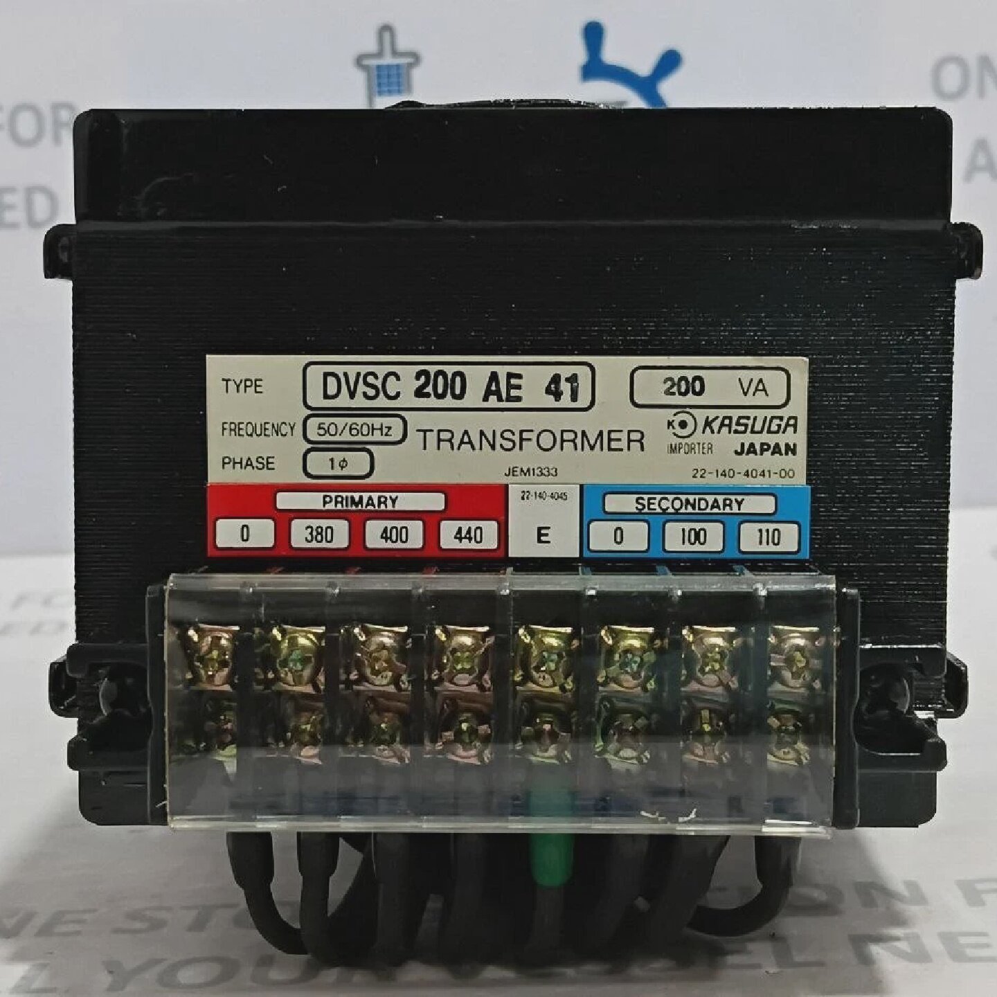 Kasuga DVSC 200 AE 41 Transformer 200VA 5060Hz Primary 0440V