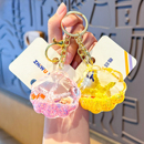 海洋风流沙瓶钥匙扣挂件精致女钥匙链女生水晶小饰品可爱书包挂饰