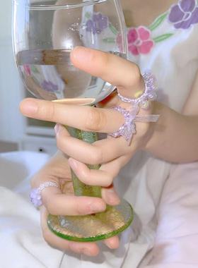 买2送1！韩国小众设计Swingset蝴蝶结元素花环戒指蕾丝缎带串珠