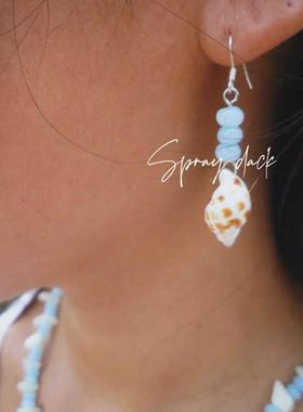 海岛日记可爱度假贝壳珍珠项链天然海螺花螺贝壳耳环耳坠fruta