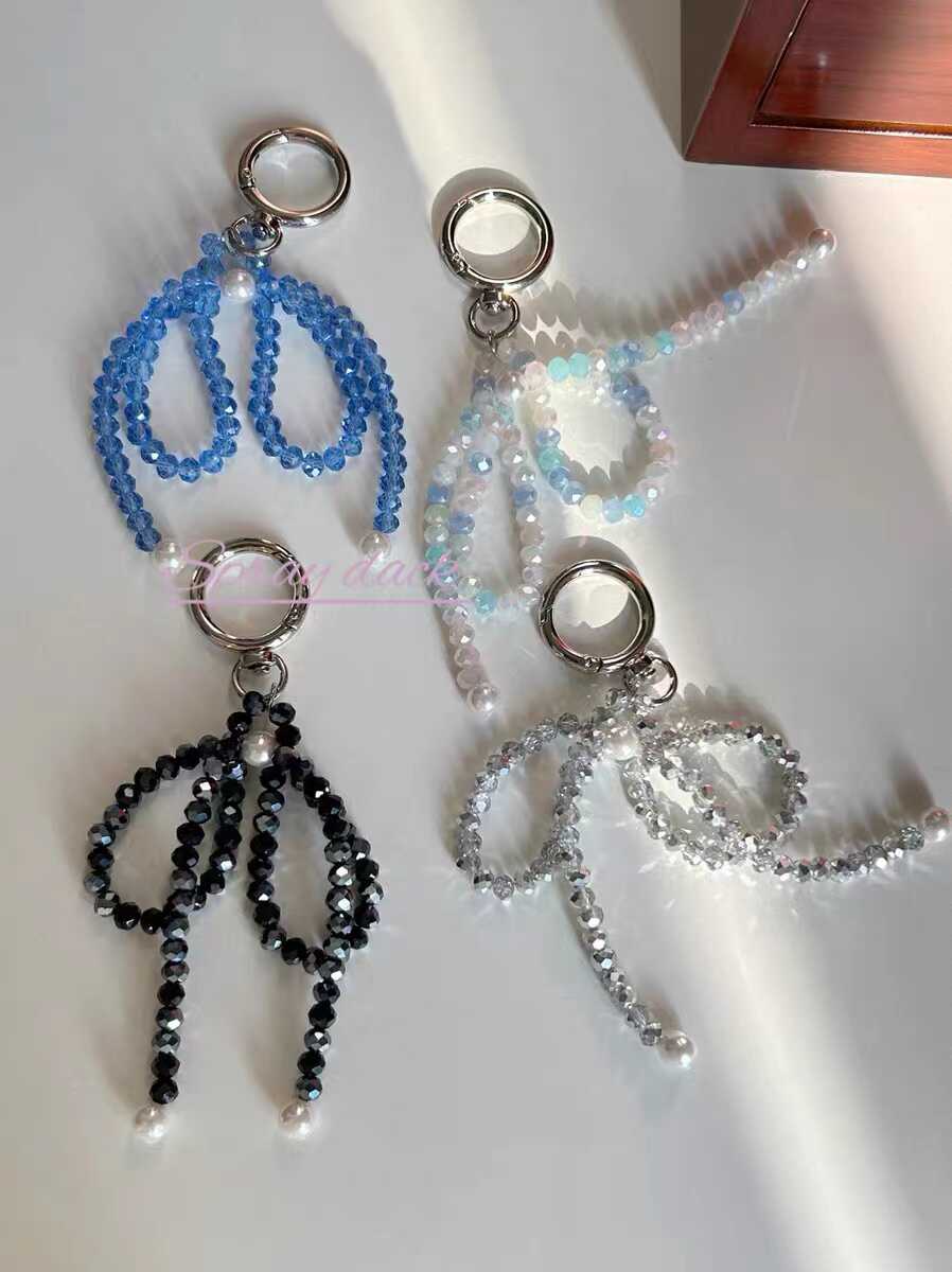 水晶蝴蝶结手机链钥匙扣包挂件图片