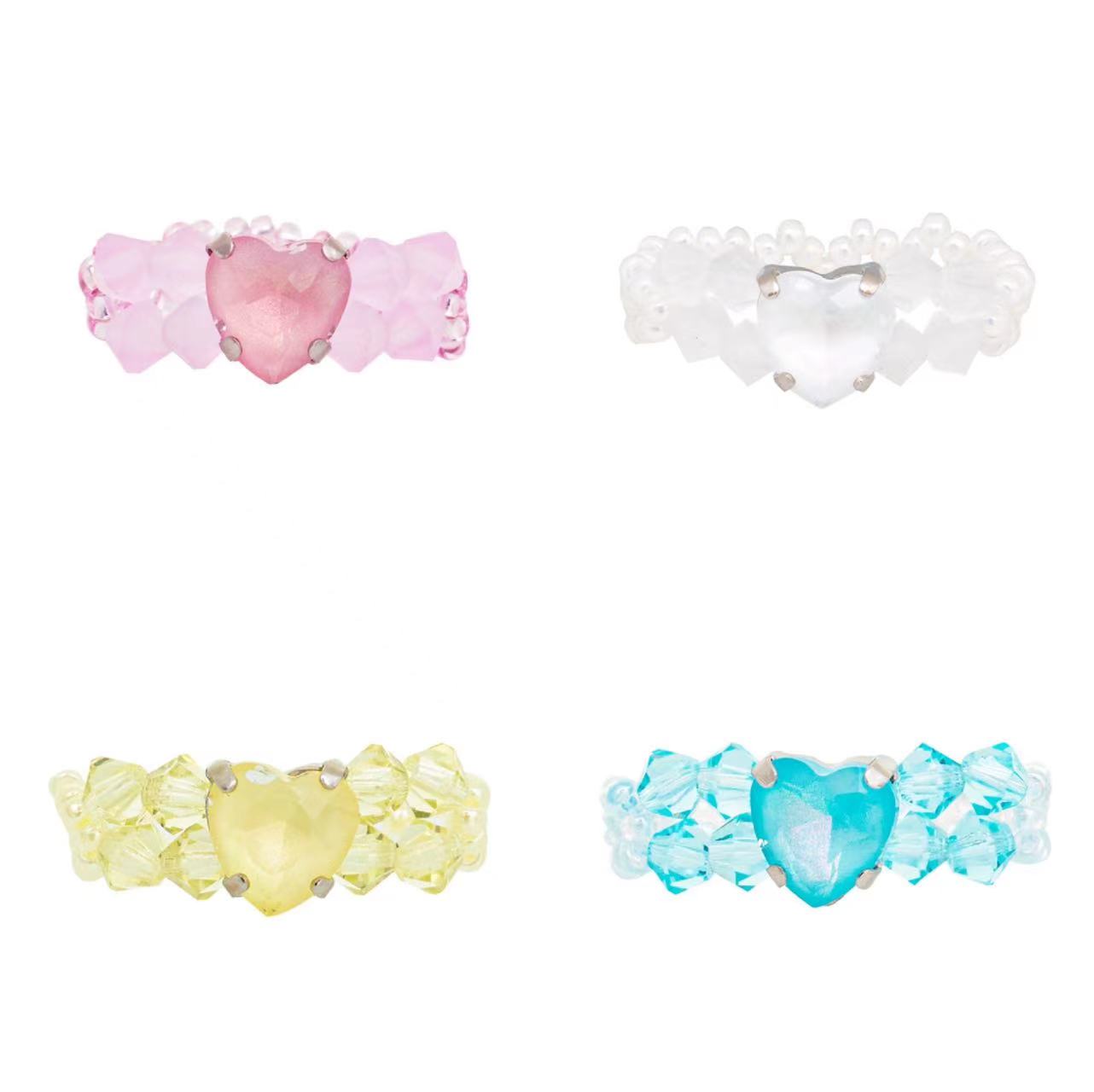 swingset水晶串珠爱心戒指