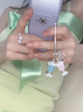Soda Phone String手工水晶串珠苏打水手机链挂件钥匙扣手帐装饰