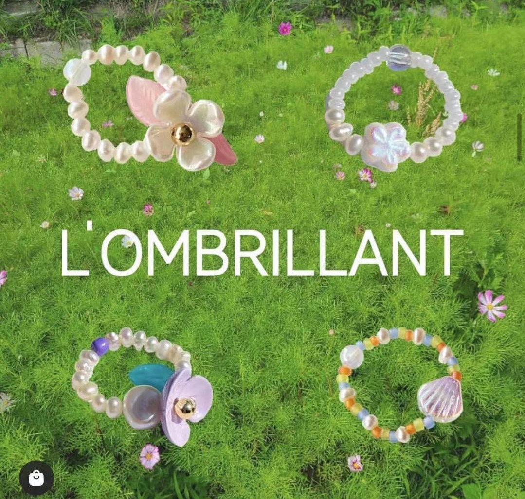 买2送1！Red Velvet Wendy同款 LOMBRILLAN彩虹T贝壳珍珠串珠戒指