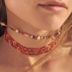 tattoo choker夏日热情项链AnniLu同款手工串珠项链颈链