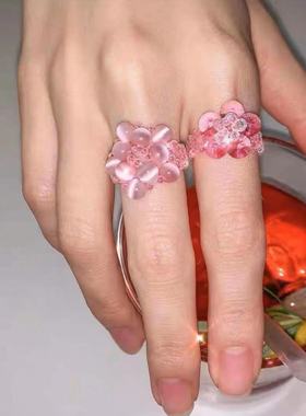 swingset猫眼水晶串珠戒指