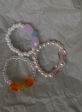 ins自制配色ylyl编织蝴蝶结戒指