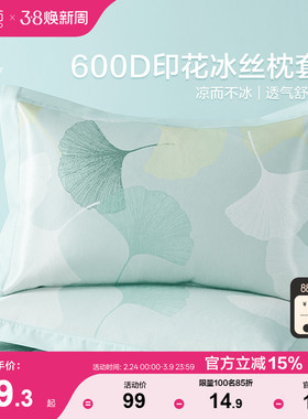 博洋家纺夏季600D冰丝枕套一对装家用枕头套夏天凉席枕套48x74cm