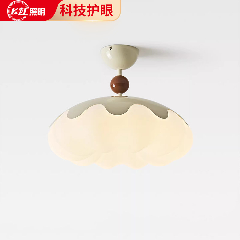 长虹 中古蛋壳吸顶灯卧室书房餐厅灯法式奶油风护眼高级房间灯具