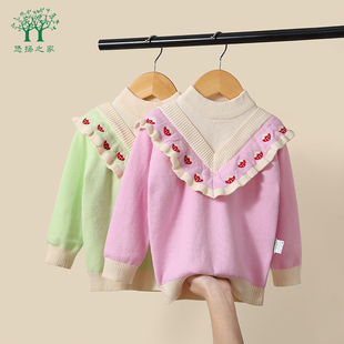 女童婴儿上衣2022新款秋冬三岁儿童春秋长袖针织衫女宝宝套头毛衣