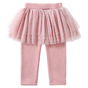 女宝宝裤裙假两件秋冬款打底裤外穿女童加绒加厚裤子冬装儿童裙裤