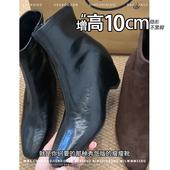 不累脚 侧拉链中筒短靴女 小个子内增高10CM瘦瘦靴202秋冬新款