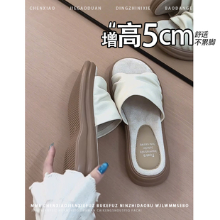 不累脚！增高5CM防水台露趾凉鞋女2026夏季新款小个子厚底拖鞋女