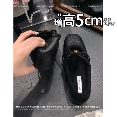 内增高5CM！不累脚蝴蝶结玛丽珍鞋2025秋冬新款小个子小众单鞋女