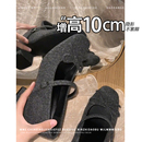 不累脚！小个子内增高10CM玛丽珍鞋2025秋冬新款一字扣浅口单鞋女