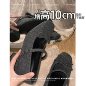 不累脚 女 一字扣浅口单鞋 小个子内增高10CM玛丽珍鞋 2025秋冬新款