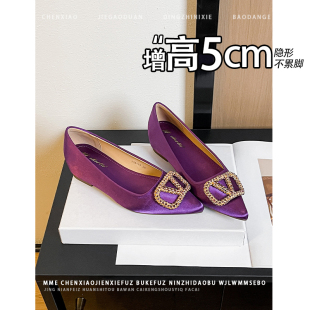 一脚蹬浅口单鞋 不累脚 新款 2026春季 女 隐形内增高5CM玛丽珍鞋