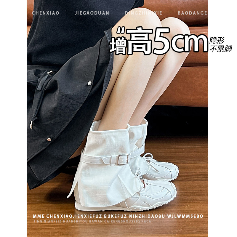 不累脚!内增高5CM休闲风玛丽珍靴子2026夏新款小个子浅口单鞋女