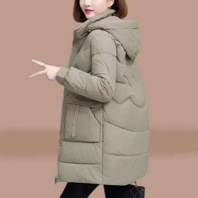 羽绒棉服女中长款冬季2025新款品牌黑色女士棉袄冬装厚外套棉衣