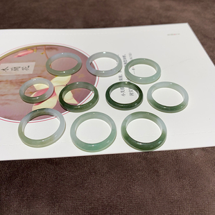 正品天然缅甸翡翠A货玉戒指冰种玉石细指环叠戴男女对戒尾戒素圈