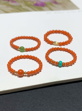 天然南红玛瑙柿子红戒指